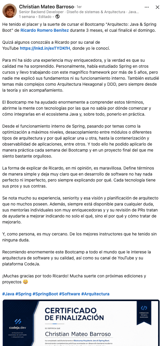 LinkedIn post de Christian